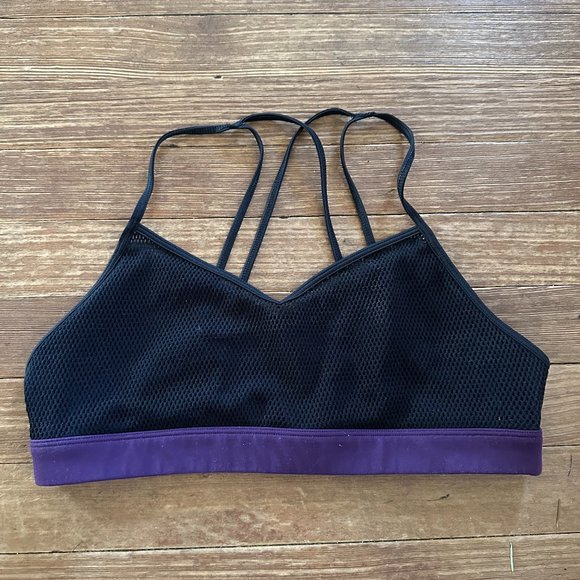Alo Yoga Purple / Black Mesh Sports Bra Size Medium - Picture 1 of 3